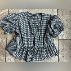 Wild Fable Checkered Puff Sleeve Blouse